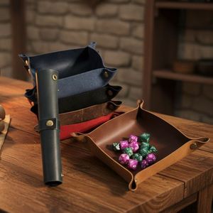 6 Colors Genuine Leather DND Dice <b>Rolling</b> Tray & <b>Mat</b> for RPG Personalized Engraved Dice Holder-Welcome Gifts Promotional Durable - Product Image 1