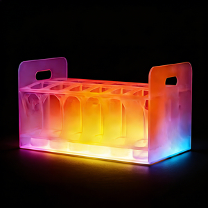 Cubo <span class=keywords><strong>de</strong></span> Hielo Acrílico Cuadrado Portátil <span class=keywords><strong>de</strong></span> Lujo Personalizado para Cerveza y Champán, con Iluminación LED y Asa, para Fiestas, Bares y Discotecas - Product Image 3