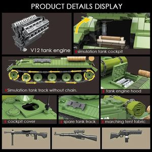 QUANGUAN 100063 guerre mondiale deux réservoir <span class=keywords><strong>T34</strong></span> blocs de construction de réservoir moyen ensembles de construction de réservoir militaire pour les enfants - Product Image 5