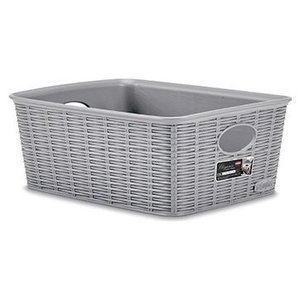 Cesta alta de plástico (25x19x10cm) ELEGANCE Gris piedra 30988 - Product Image 1