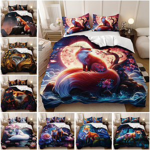 Ensemble de literie d'usine en polyester 3 pièces avec impression numérique 3D animale et motif <span class=keywords><strong>renard</strong></span> - Product Image 2