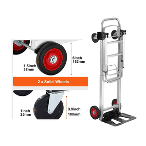 Aluminium 4-Rad Faltbarer Tragbarer Handgezogener Kurier-Logistikwagen 150KG Flachbett-Frachtwagen Plattform OEM Lagerwerkzeuge - Product Image 4