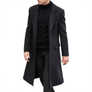 <strong>Men's</strong> Casual Slim Fit Collarless Trench <strong>Coat</strong> Long Jacket Single-Breasted <strong>Pea</strong> <strong>Coat</strong> with Pockets Woven 100% Polyester - Product Image 1