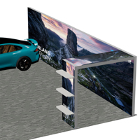 Système de stand mural lumineux arqué 8*4M, présentoir modulaire personnalisé pour salon professionnel avec colonne d'affichage, stand pour salon automobile