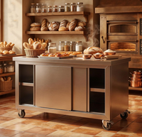 Gabinete de Cocina Comercial de Acero Inoxidable con Puerta Corredera para Servicio de Alimentos, Restaurante, Hotel, Gran Capacidad de Almacenamiento