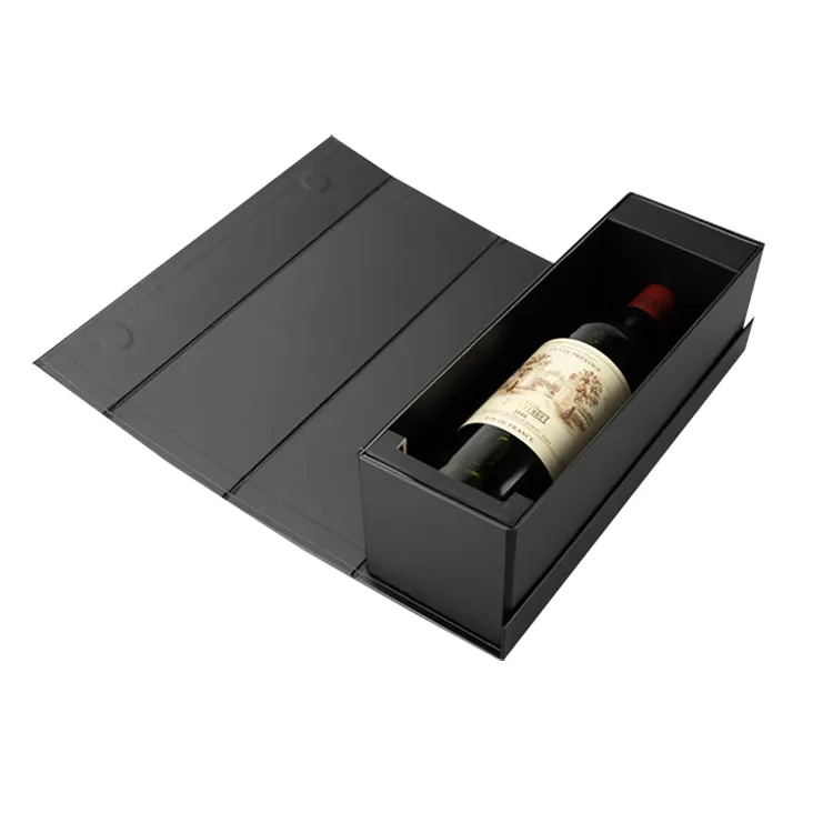 Caja plegable de papel magnético para vino tinto, embalaje plegable con logotipo personalizado, de lujo, para regalo