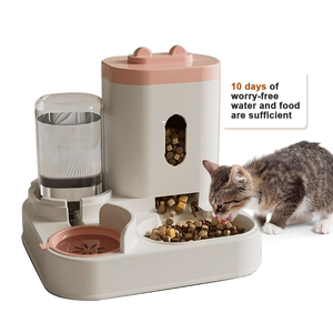 HUTUMI Automatic Two-in-One Pet Bowl Neue Katzen fütterung mit festem Muster und Hunde wassersp ender Kunststoff Cross Border Pet Supplies - Product Image 1