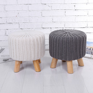 Children's <b>Stool</b> Solid Wood 30x30cm Knitted <b>Cover</b> Scandinavian Design Durable Kids Chair - Product Image 1