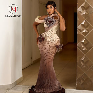 Vestido de Noche Elegante con Cuentas LM D113, Diseño de Sirena para Fiesta de Graduación, Un Hombro Descubierto, Apliques Bordados, Cola de Pez, Largo hasta el Suelo - Product Image 1