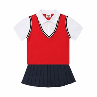 Uniforme scolaire d'été pour l'école primaire, style preppy, uniforme de classe, ensemble de style britannique pour enfants, chemise bleue, uniforme de maternelle