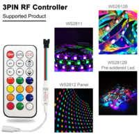 Controlador LED Mini de 21 Teclas, DC12V, Control Remoto Inalámbrico RF de 3 Pines para Tira de Luces LED Pixel Dream Color, Más de 350 Efectos Dream, WS2812B WS2811