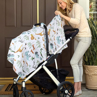 Housse de protection légère et respirante en coton mousseline à imprimé animal pour siège auto et poussette, pare-soleil doux pour bébés filles