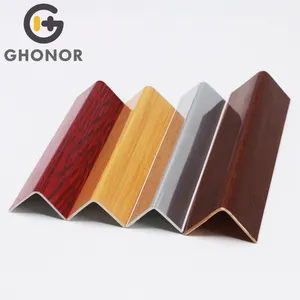 Extrusión de PVC pared Lamin madera grano patrón esquina Edg plástico Profil Trim mayoristas