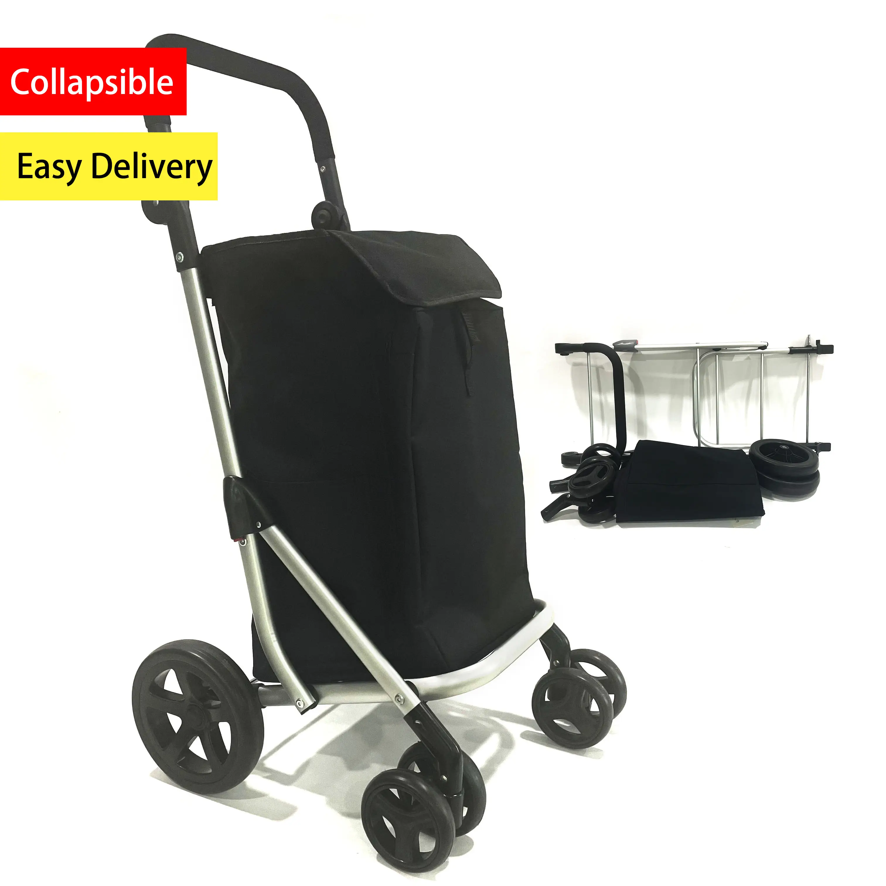 Custom Logo Wheeled Rolling Markt Groente Afneembare Inklapbare Kruidenier Folding Opvouwbaar Herbruikbare Shopping Trolley Tas