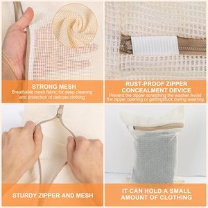Sacs à linge en coton biologique personnalisés, grands et durables, avec fermetures éclair robustes et maille respirante, pour vêtements délicats - Product Image 5