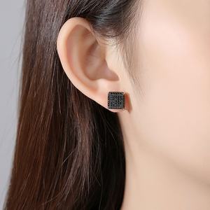 Two-Tone Gold Plated Brass Stud Earrings with <b>Copper</b> Micro-Inlaid Zircon Trendy Square Women's <b>Jewelry</b> - Product Image 3