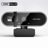 Webcam 1080P untuk PC dengan Mikrofon, Kamera Komputer, Penutup Privasi untuk Streaming, Konferensi, Zoom, Skype, Facetime, Laptop