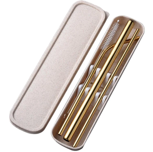 Vente en gros de pailles Boba réutilisables en acier inoxydable, LOGO personnalisé, étui de protection en métal avec paille pour <span class=keywords><strong>bar</strong></span>, vin, voyage et <span class=keywords><strong>boisson</strong></span> - Product Image 1