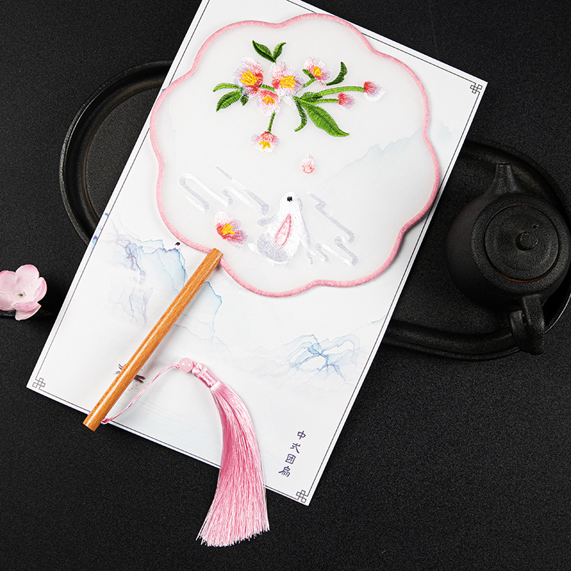 pink  [Double-sided embroidery] Eight-fairy grass Jade Rabbit