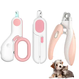 Sevimli Led evcil hayvan tırnak Clipper profesyonel kedi köpek tırnak makası düzelticiler ile Led ışık güvenlik görevlisi aşırı kesme önlemek