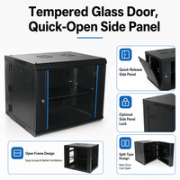 Armoire réseau murale WMG - Boîtier en acier laminé à froid avec façade en verre trempé et panneaux latéraux/arrière amovibles - En stock pour serveur