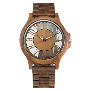 Orologio al quarzo con quadrante cavo di nuovo Design naturale legno fatto vedere attraverso