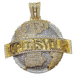 Collier pendentif bouclier avec rose en argent 925, numéro 3, strass en cristal, bijoux de mode hip-hop unisexe, cadeau - Product Image 1