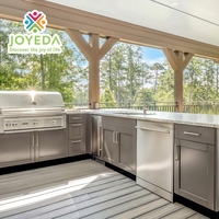 JOYEDA - Juego de Parrillas para Barbacoa Ecológicas Personalizadas, Modernas, de Acero Inoxidable, para Exteriores, con Fregadero, Bisagras, Cajones Deslizantes y Cestas