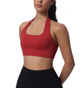 Soutien-gorge de sport pour <span class=keywords><strong>femme</strong></span> grande taille, sans couture, respirant, à maintien élevé, style halter, pour yoga et fitness, avec coussinets amovibles – Meilleure vente - Product Image 1