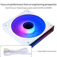 White Thermalright TL-M12RW-S 120mm Computer Case Fan with ARGB Mirror Light Effect for Case CPU Liquid Cooler