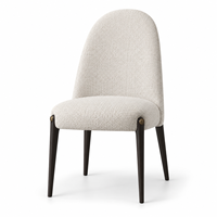 Chaise de salle à manger moderne sans accoudoirs, rembourrée, avec assise en tissu tissé texturé et pieds coniques en bois massif, pour la maison et les restaurants