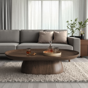 <span class=keywords><strong>Tavolino</strong></span> da Caffè Ovale Moderno Minimalista Wabi-Sabi in Noce <span class=keywords><strong>Nero</strong></span> per <span class=keywords><strong>Soggiorno</strong></span> - Stile Legno Naturale - Product Image 3