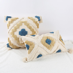 Funda de Almohada Moderna Tejida con Diseño Geométrico, Hecha a Mano en India, 100% Algodón Ecológico, para Uso en el Hogar, Sala de Estar, Dormitorio, Cojín Lumbar - Product Image 3
