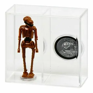 Wholesale transparent 2 compartments custom star wars mini action figure and coin case acrylic display cases