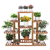 Support de plante en bois robuste Pots de fleurs étagère intérieur extérieur présentoir