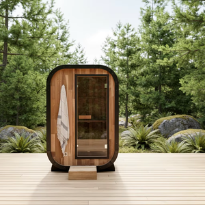 Sauna panoramique en bois massif de cèdre rouge canadien pour 2 personnes, style villa, en promotion - Product Image 1