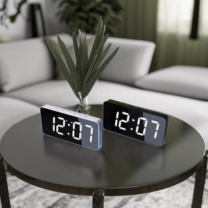 Horloge de table numérique LED <span class=keywords><strong>miroir</strong></span> Smart Office Desk Atomic DCF JJY, affichage de l'heure, de la date, de la température, <span class=keywords><strong>3</strong></span> alarmes, USB, pour chambre à coucher - Product Image 1