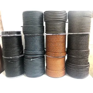 LWG-TEST-Cuerda de cuero trenzado para fabricación de joyas, cordón de cuero de vaca reciclado de 3-8M