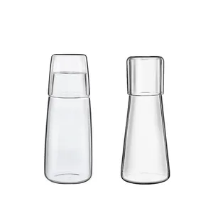 卧室床头柜瓶杯套装床边水瓶玻璃不倒翁夜水瓶玻璃水瓶套装杯盖