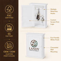 Armoire murale de rangement pour clés de villa en bois massif de qualité supérieure avec logo personnalisé, boîte organisatrice de luxe pour la décoration de la maison, support d'entrée