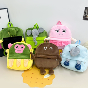 Zaini in peluche Tungtungsahur, borsa a cartoni animati di grande capacità, divertenti zaini per bambini con scimmie, rane, elefanti e squali, giocattolo a cartoni animati - Product Image 5