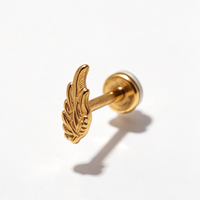 Perhiasan Tubuh Tragus Helix Mini Flat Back Labret Stud Berulir Dalam dari Baja Tahan Karat YW 16G
