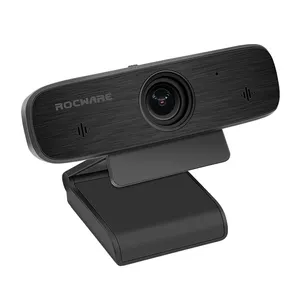 個人ズーム会議、チーム会議、ハイブリッド作業USB Webカメラ用のマイク付きRocware 4X 1080p Webカメラ
