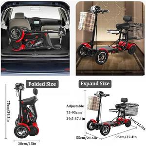 फोल्डेबल डुअल मोटर 500 डब्ल्यू 4-व्हील इलेक्ट्रिक स्कूटर बुजुर्गों के लिए उपयुक्त - Product Image 4