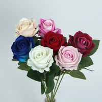 Vente en gros de fleur de Rose en velours de haute qualité, fleur artificielle pour décoration murale de mariage