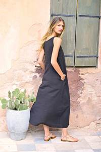 Robe d'été décontractée en coton écologique pour femmes avec taille naturelle et volants - Product Image 4