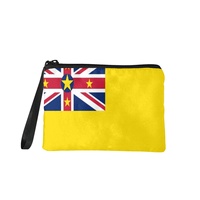 Dompet Koin Mini Berresleting dengan Cetakan Bendera Nasional Niue, Dompet Penyimpanan Poliester Ringan, untuk Penggunaan Sehari-hari & Perjalanan