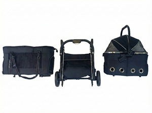 高品質で豪華、組み立て簡単、折りたたみ式、持ち運び可能、通気性があり快適な四輪ペット用ベビーカー - Product Image 5