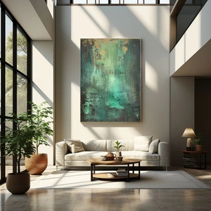 Art mural 3D vertical abstrait minimaliste contemporain Wabi Sabi, peint à la main, pour la décoration de la maison et les galeries - Product Image 4