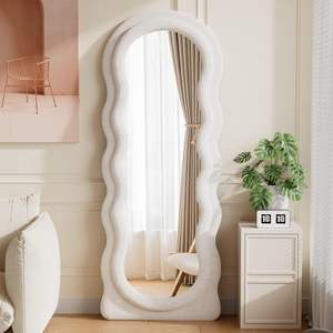 โรงงานขายส่ง ผ้าฟลานเนลหุ้มโครงไม้โค้งรูปทรงอิสระแบบเต็มความยาว สำหรับตั้งพื้นหรือแขวนผนัง ตกแต่งห้องนั่งเล่น ลายคลื่น - Product Image 4